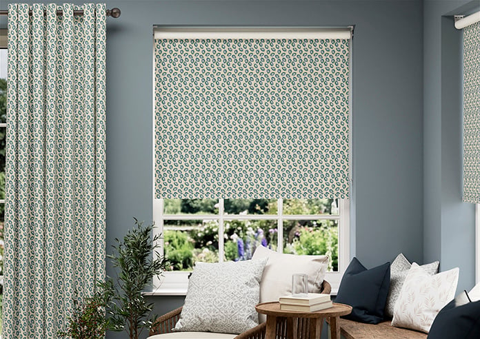 Land & Shore Seedling (Blackout), Teal - Twist&Fit Roller Blind - Image 3